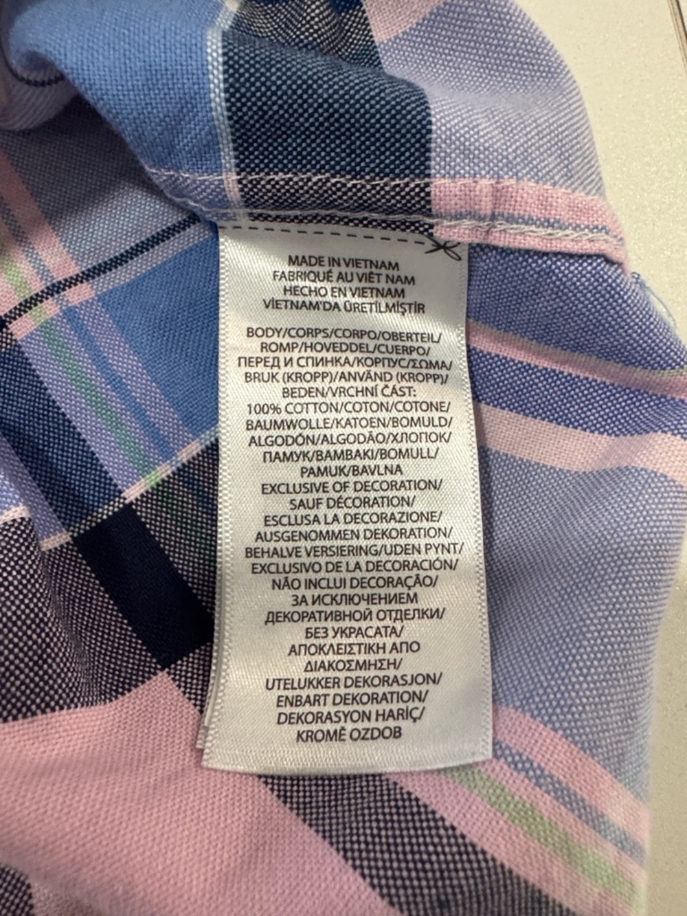 Polo Ralph Lauren Boys  8 Blue Pink Plaid Button Down Shirt Short Sleeve Preppy - Picture 7 of 8